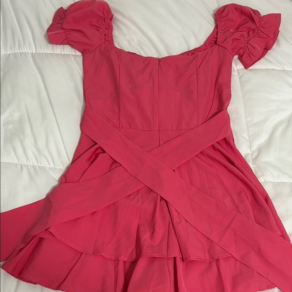 Chic Pink Ruffle Dress - Picture 2 of 2